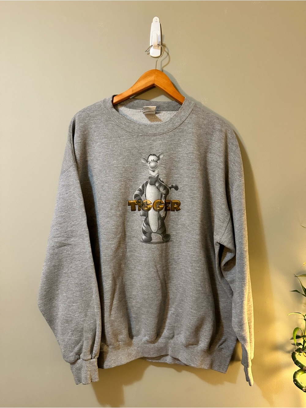 Disney Gray Tigger Crewneck Sweatshirt with Gold Accent